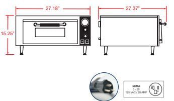 Omcan 24210 Countertop Single Quartz Pizza Oven Drawings