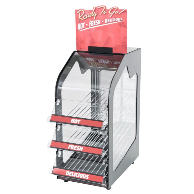 wisco 791 merchandiser warmer display cabinet for food products front right side