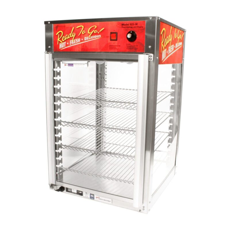 wisco 925w merchandiser warmer display cabinet for food products front side