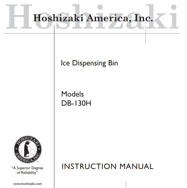 Hoshizaki DB130H Hotel Ice Dispenser Instruction Manual
