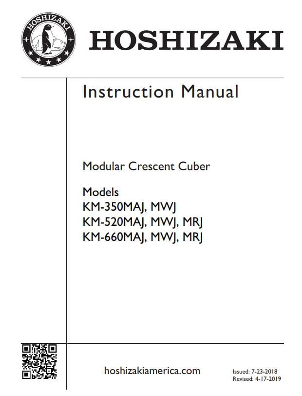 Hoshizaki KM350MAJ Ice Maker Ice Machine Instruction Manual