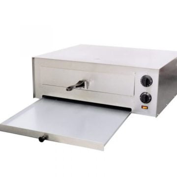 Omcan 44308 24 inch All Stainless Steel Pizza Oven Front Side Pan Out