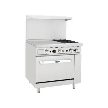 Atosa AGR-2B24GL 36" Gas Range (2)Burners 24" Left Griddle (1) 26-1/2" Oven Side Front