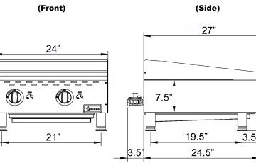 43727 Omcan Stainless Steel Gas Char-Broiler 2 burner drawings