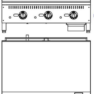 Omcan 47372 36inch Countertop Griddle Front Top View Drawing