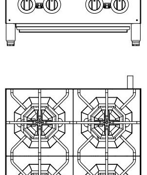 Omcan 47383 24 Step Up Hot Plate Front Top View Drawing