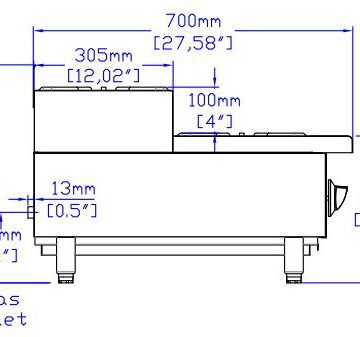 Omcan Step Up Hot Plate Side View Drawing