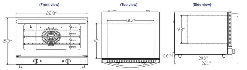 Omcan 43218 Convection Oven 21L Drawings