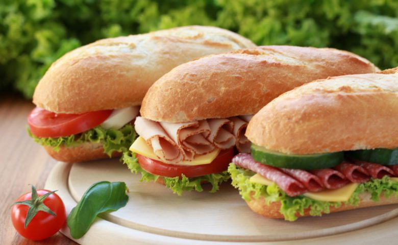 Three sandwiches of different varieties
