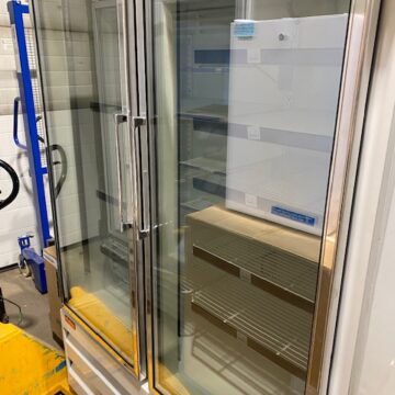 angled front right side double glass door display freezer