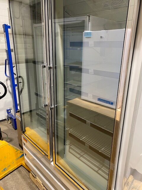 angled front right side double glass door display freezer