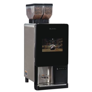 angled front view coffee machine with top grinder