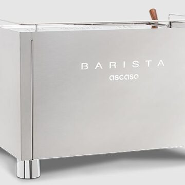 Back view of Barista Ascaso white espresso machine