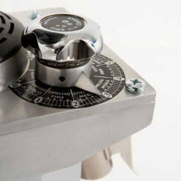 Top view of espresso grinder dial