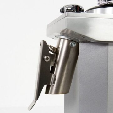 Top half of stainless steel espresso grinder