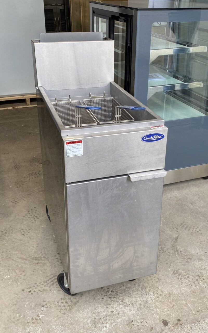 Stainless steel double deep fryer on wheels