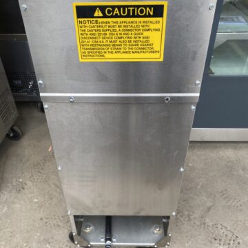 Back view showing caution sticker for deep fryer