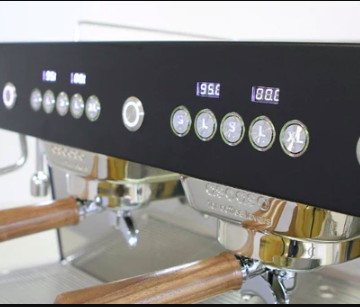 Top half view of espresso front control panel