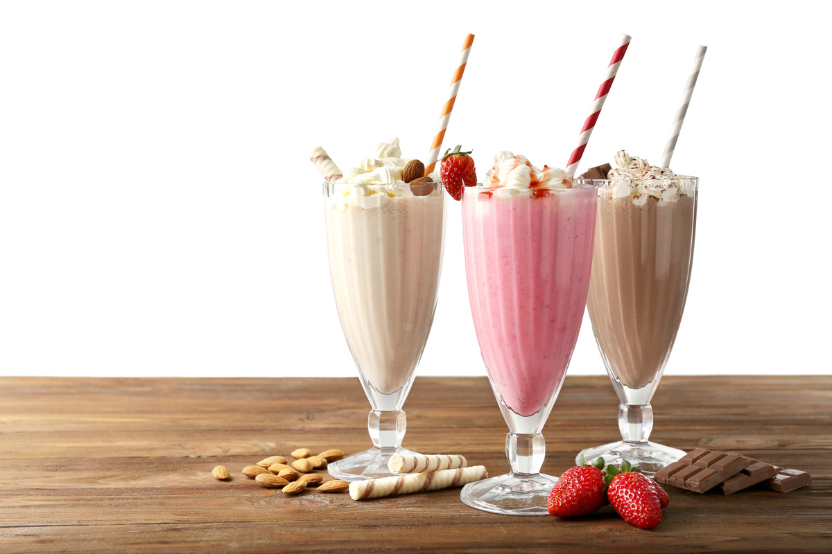 Delicious milkshakes in glasses