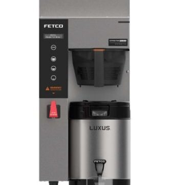 Front view of a commercial coffee machine with a single thermos on the right side