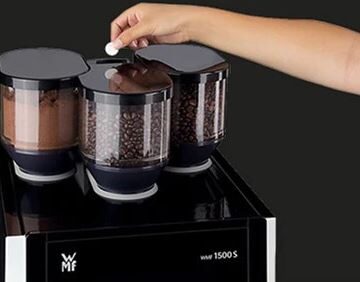 Top portion of automatic espresso 3 bean grinder machine