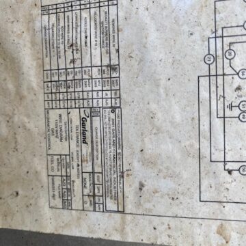 Picture of specifications for garland master 200 double deck natural gas oven