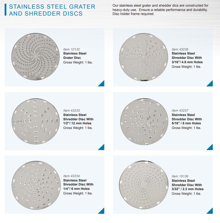 6 various stainless steel grater discs