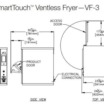 Broaster SmartTouch Ventless Fryer diagram with dimensions