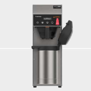 Front of coffee machine with thermos lid open