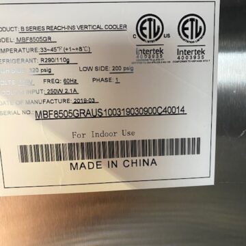 Back panel of cooler electrical specifications
