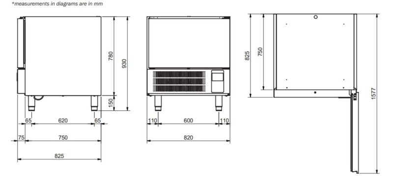 5 tray SS blast chiller drawings