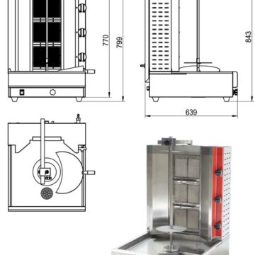 Donair Kebab 3 burner machine drawings