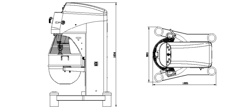 Omcan 44391 80 quart mixer drawings