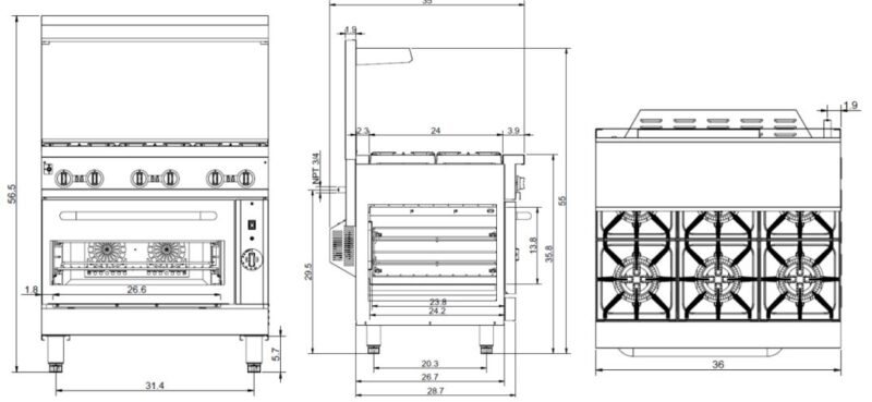 Omcan 47449 gas range drawings