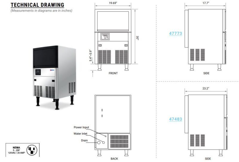 Omcan SS ice machine drawings