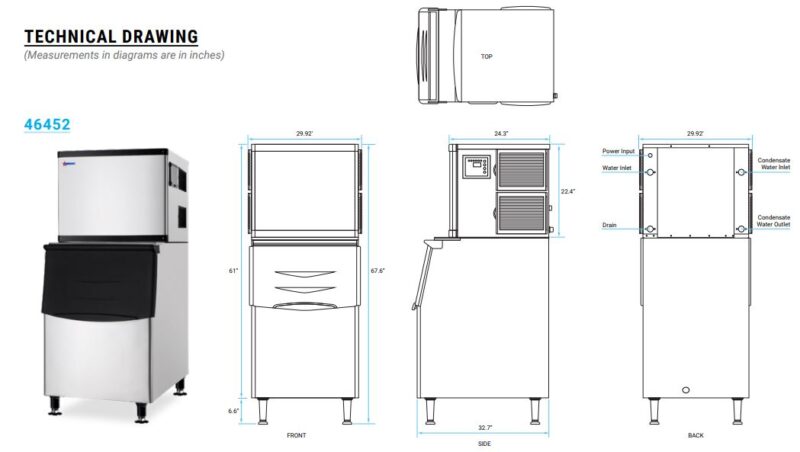 Omcan SS ice maker drawing