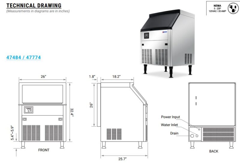 Omcan SS ice maker drawings