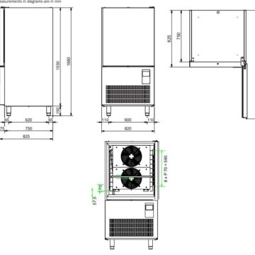 SS Blast Chiller 10-tray drawings