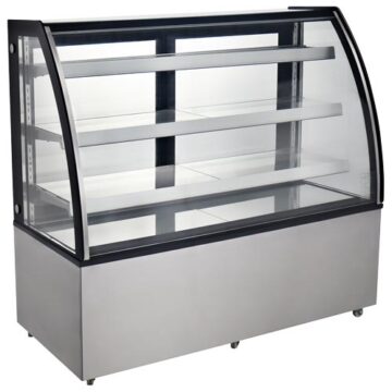 SS glass display cooler with 3 shelves left side front