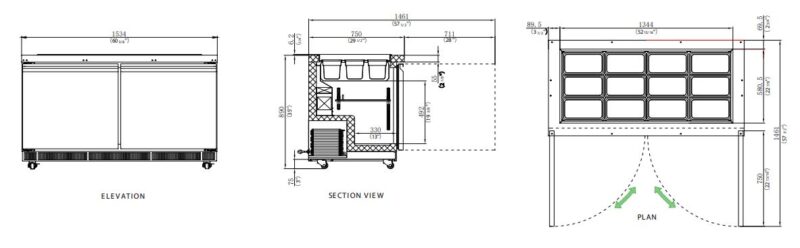 SS refrigerted salad bar 60in drawings