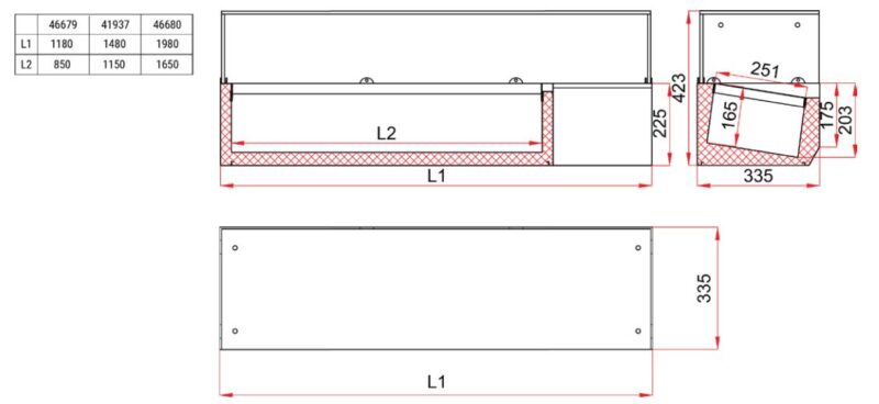 SS topping rail with glass cover drawings