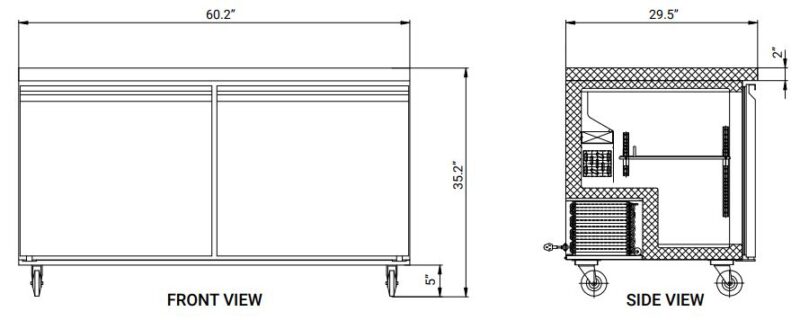 SS undercounter cooler 60in drawing 1