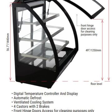 display cooler with curved glass measurements