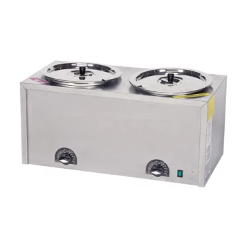 twin nacho cheese warmer right angle front with dials