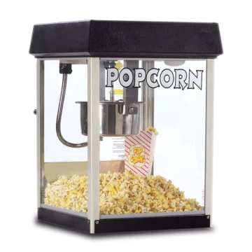 Black counter popcorn machine left side front