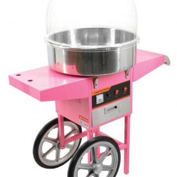pink candy floss machine on trolley