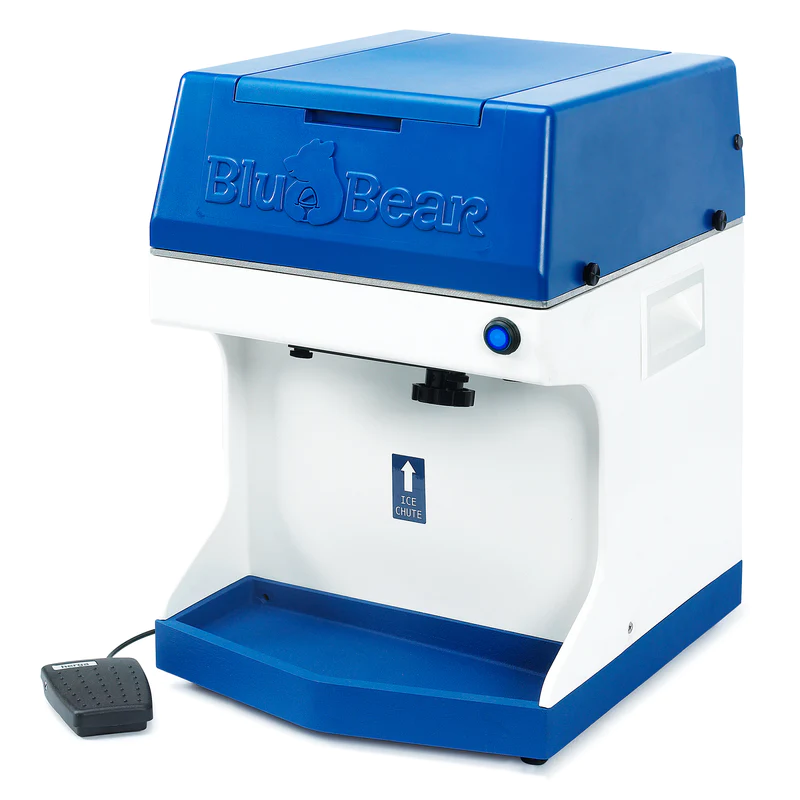 Blue and white ice shaver right side front