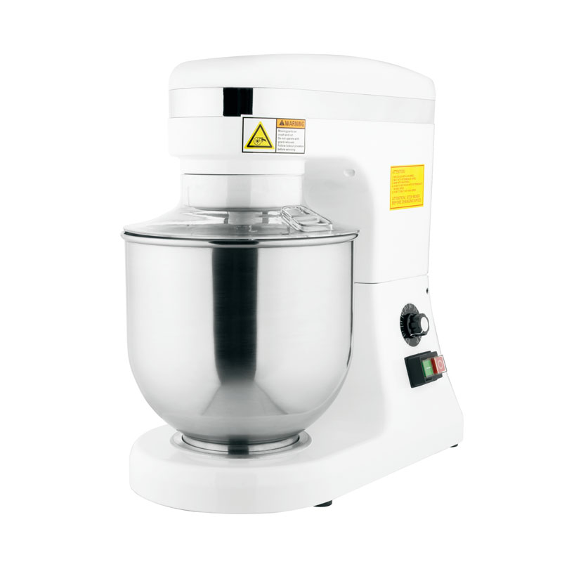 White mixer with SS bowl left side front