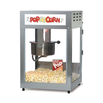 SS popcorn machine right side front with popcorn inside