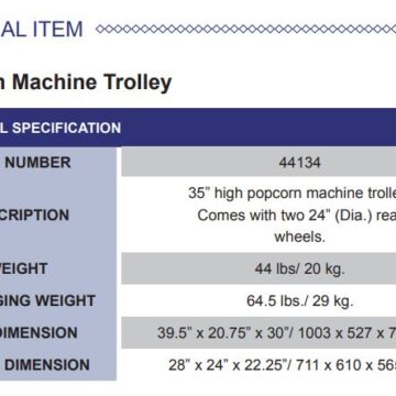 Popcorn machine specification optional item